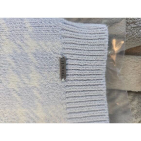 Hollister Womens XS Knit Cropped Plaid Tank Top Light Blue & White fairycore - Picture 5 of 9